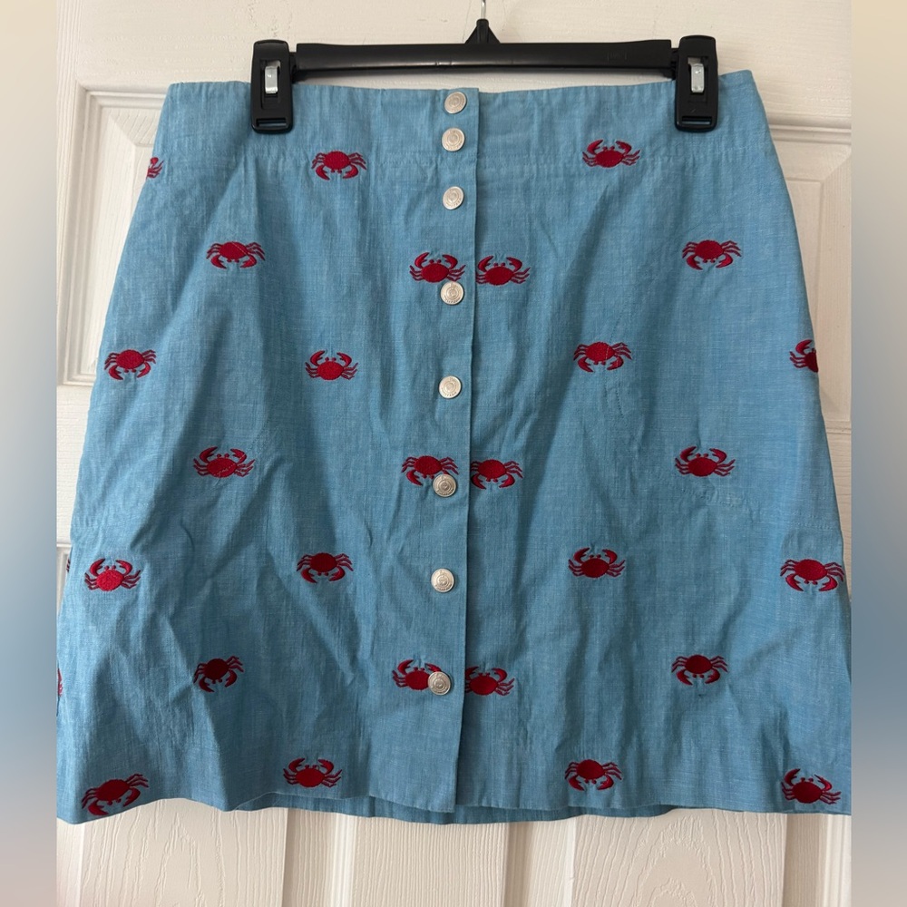Vintage Lilly Pulitzer Blue Skirt with Red Crab Design